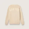Cardigan da uomo beige con scritta “Golden” sul retro
