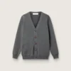 Cardigan da uomo in cotone grigio melange con logo sul retro