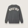 Cardigan da uomo in cotone grigio melange con logo sul retro
