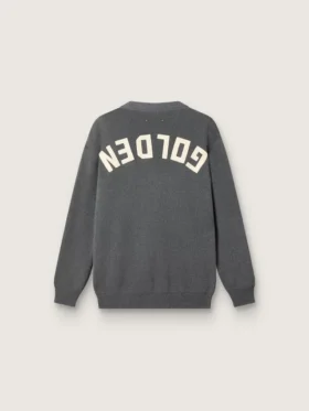 Cardigan da uomo in cotone grigio melange con logo sul retro