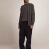 Cardigan da uomo in cotone grigio melange con logo sul retro