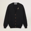 Cardigan della Golden Collection in cotone blu scuro con finitura consumata