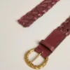 Cintura da donna in pelle intrecciata bordeaux