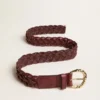 Cintura da donna in pelle intrecciata bordeaux