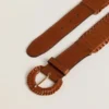 Cintura da donna in pelle intrecciata marrone