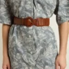 Cintura da donna in pelle intrecciata marrone
