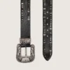 Cintura da donna in pelle nera con borchie