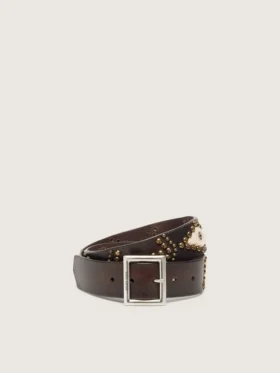 Cintura da donna Sierra in pelle color mogano con borchie decorative