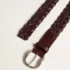 Cintura da uomo in pelle intrecciata marrone scuro
