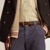 Cintura da uomo in pelle intrecciata marrone scuro
