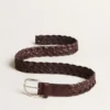 Cintura da uomo in pelle intrecciata marrone scuro