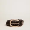 Cintura da uomo in pelle intrecciata nera
