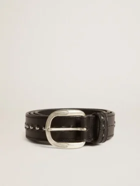 Cintura in pelle nera con borchie
