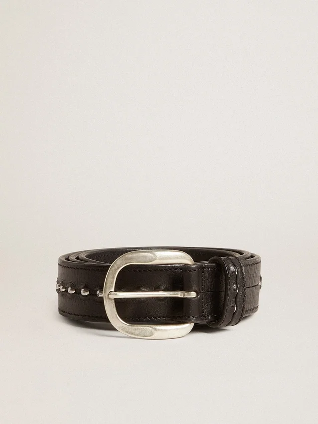Cintura in pelle nera con borchie