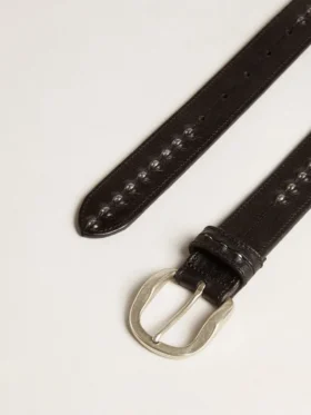 Cintura in pelle nera con borchie