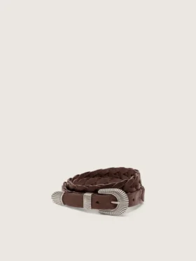 Cintura Juno in pelle intrecciata marrone scuro