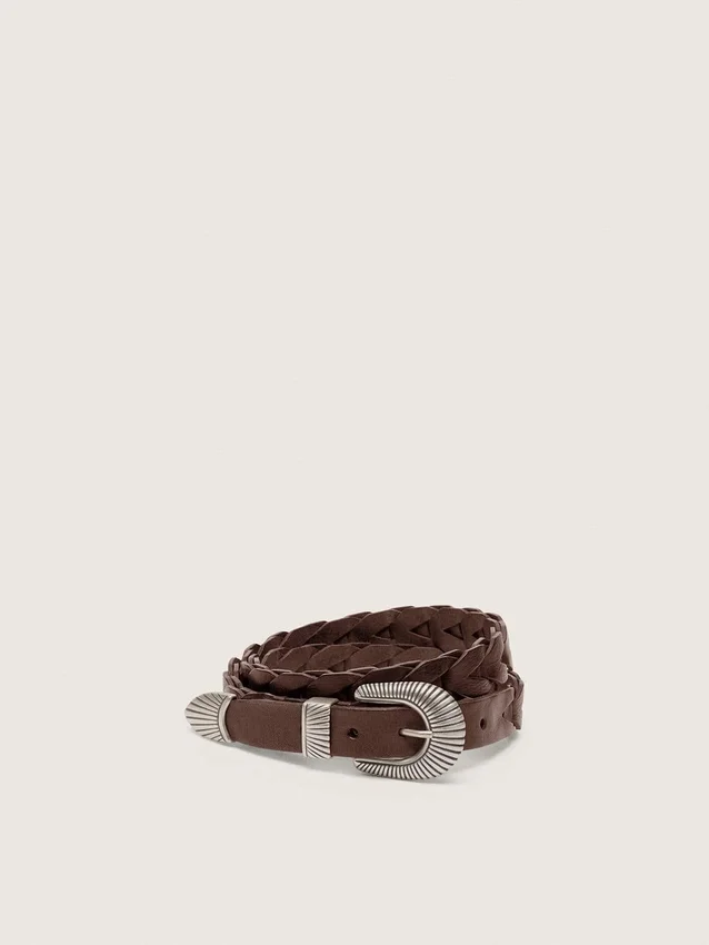Cintura Juno in pelle intrecciata marrone scuro