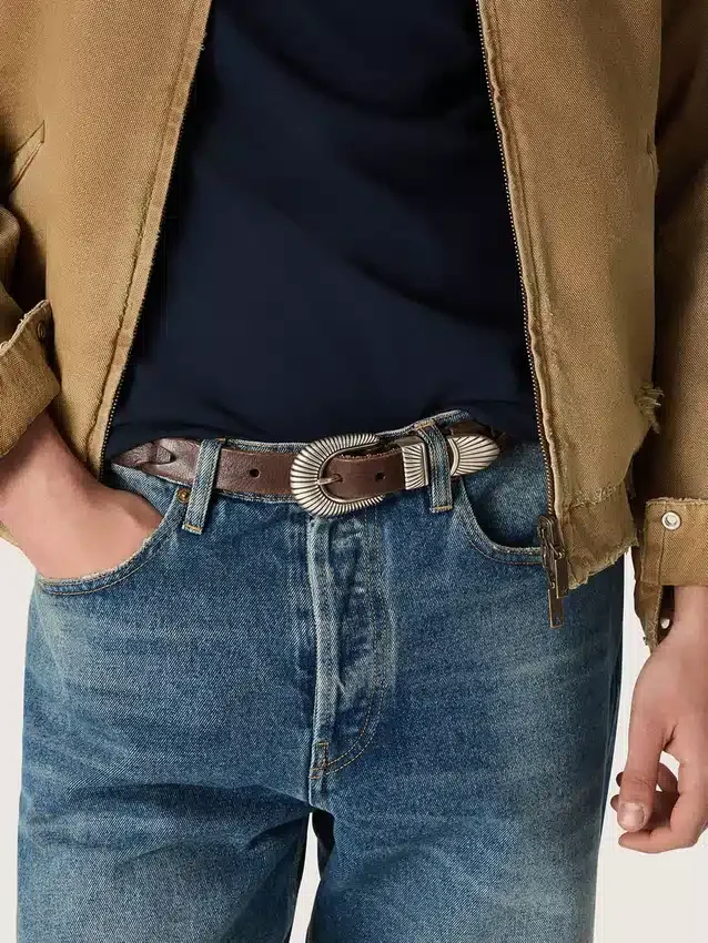 Cintura Juno in pelle intrecciata marrone scuro