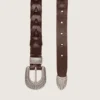 Cintura Juno in pelle intrecciata marrone scuro