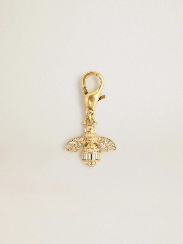 Ciondolo a forma di ape in ottone color oro con cristalli