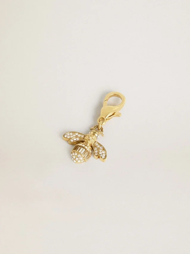 Ciondolo a forma di ape in ottone color oro con cristalli