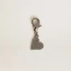Ciondolo a forma di cuore in ottone color argento con cristalli