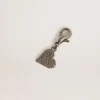 Ciondolo a forma di cuore in ottone color argento con cristalli