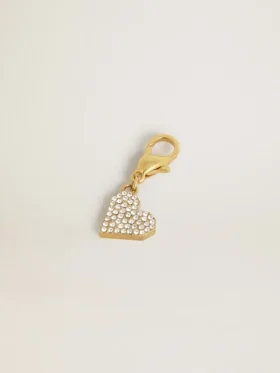 Ciondolo a forma di cuore in ottone color oro con cristalli