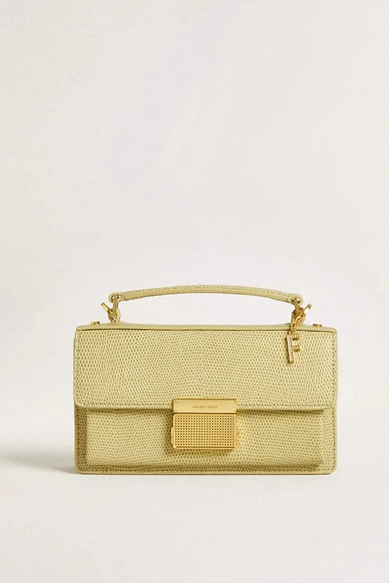 Ciondolo a forma di lettera F in ottone color oro con cristalli