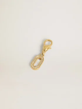 Ciondolo a forma di lettera O in ottone color oro con cristalli