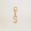 Ciondolo a forma di lettera S in ottone color oro con cristalli