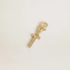 Ciondolo a forma di lettera T in ottone color oro con cristalli