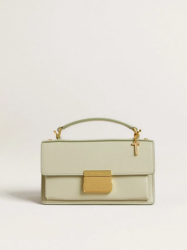 Ciondolo a forma di lettera T in ottone color oro con cristalli
