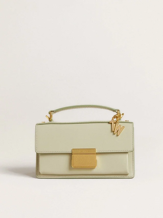 Ciondolo a forma di lettera T in ottone color oro con cristalli