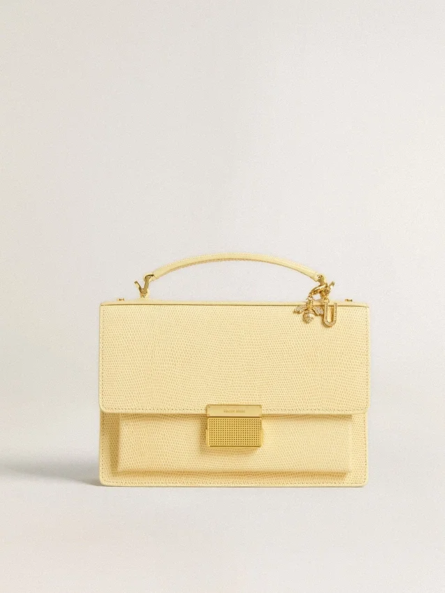Ciondolo a forma di lettera U in ottone color oro con cristalli