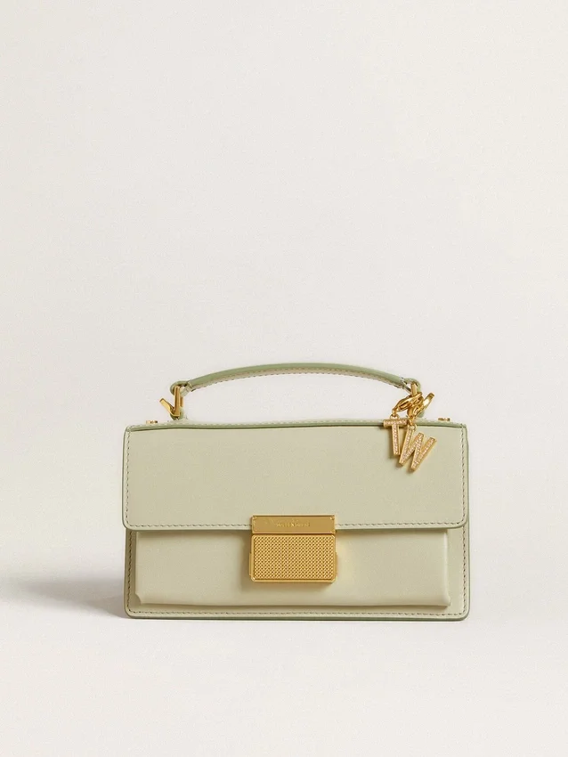 Ciondolo a forma di lettera W in ottone color oro con cristalli