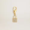 Ciondolo a forma di lucchetto in ottone color oro con cristalli