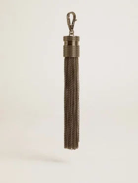 Ciondolo a forma di nappa in ottone color argento con cristalli