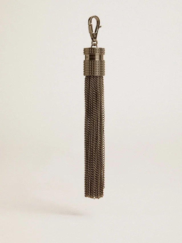 Ciondolo a forma di nappa in ottone color argento con cristalli