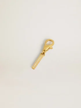 Ciondolo con la lettera I in ottone color oro con cristalli