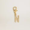 Ciondolo con la lettera N in ottone color oro con cristalli