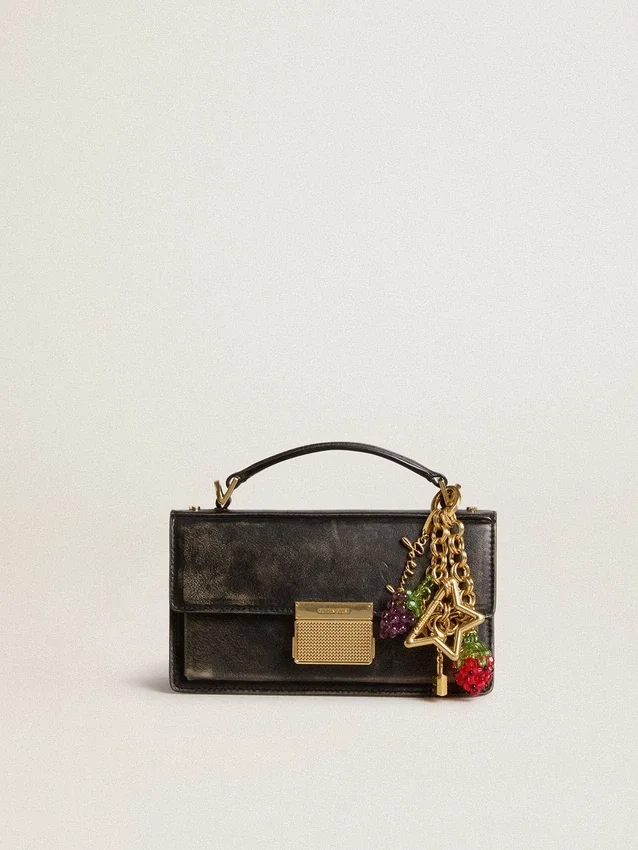 Ciondolo in ottone color oro con firma golden goose