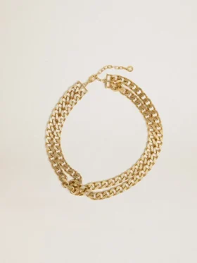 Collana a catena intrecciata color oro antico con chiusura a forma di stella