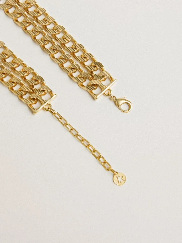 Collana a catena intrecciata color oro antico con chiusura a forma di stella