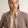 Collana con bolo tie Jewelmates in pelle nera con dettagli in metallo oro anticato