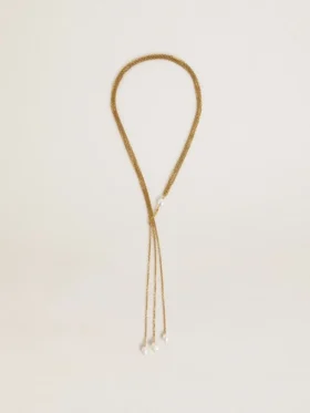 Collana con catene color oro antico e perle
