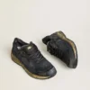 Dad-Star da uomo in pelle naplak nera e pelle crackle con stella nera e linguetta sul tallone