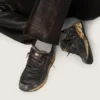 Dad-Star da donna in pelle naplak nera e pelle crackle con stella nera e linguetta sul tallone