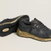 Dad-Star da uomo in pelle naplak nera e pelle crackle con stella nera e linguetta sul tallone