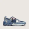 Dad-Star da donna in pelle scamosciata blu denim con stella in pelle argentata